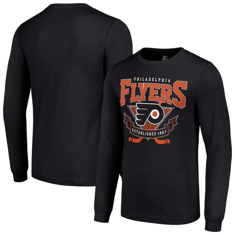 Philadelphia Flyers Starter Team Logo Graphic Long Sleeve T-Shirt - Black | US 201591837