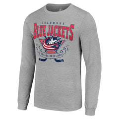 Columbus Blue Jackets Starter '80s Inspired Team Logo Long Sleeve T-Shirt - Heather Gray | US 201591846
