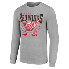Detroit Red Wings Starter '80s Inspired Team Logo Long Sleeve T-Shirt - Heather Gray | US 201591848