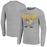 Nashville Predators Starter '80s Inspired Team Logo Long Sleeve T-Shirt - Heather Gray | US 201591854