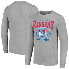 New York Rangers Starter '80s Inspired Team Logo Long Sleeve T-Shirt - Heather Gray | US 201591861