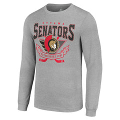 Ottawa Senators Starter '80s Inspired Team Logo Long Sleeve T-Shirt - Heather Gray | US 201591863