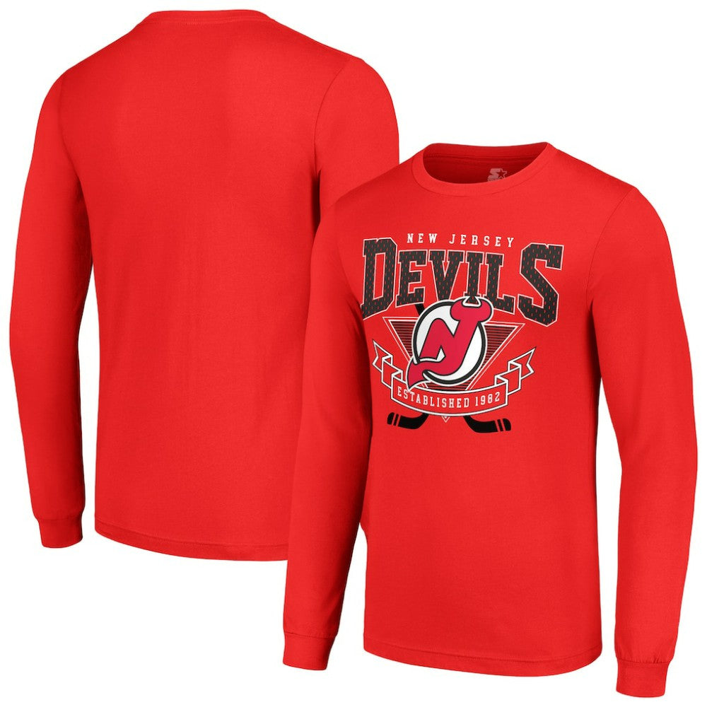 New Jersey Devils Starter Team Logo Graphic Long Sleeve T-Shirt - Red | US 201591905