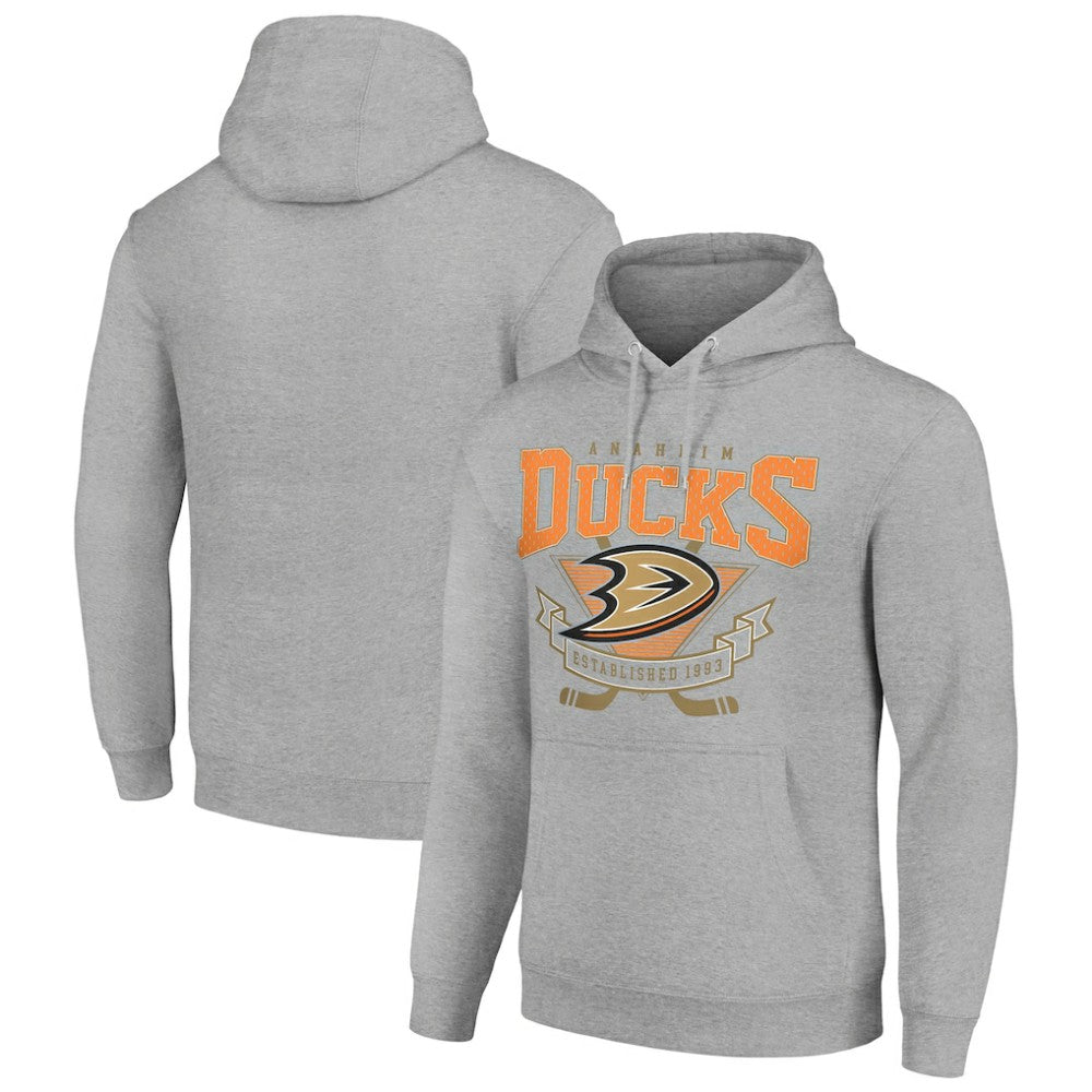 Anaheim Ducks Starter Team Logo Graphic Fleece Tri-Blend Pullover Hoodie - Heather Gray | US 201591932