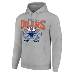 Edmonton Oilers Starter Team Logo Graphic Fleece Tri-Blend Pullover Hoodie - Heather Gray | US 201591933