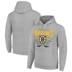 Boston Bruins Starter Team Logo Graphic Fleece Tri-Blend Pullover Hoodie - Heather Gray | US 201591942