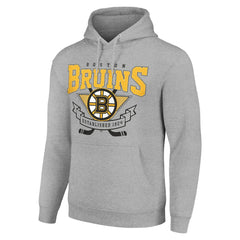 Boston Bruins Starter Team Logo Graphic Fleece Tri-Blend Pullover Hoodie - Heather Gray | US 201591942