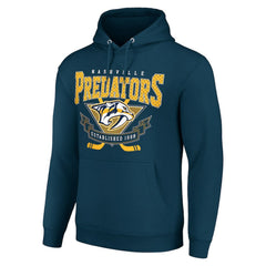 Nashville Predators Starter Team Logo Graphic Fleece Tri-Blend Pullover Hoodie - Navy | US 201591955