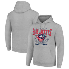 Columbus Blue Jackets Starter Team Logo Graphic Fleece Tri-Blend Pullover Hoodie - Heather Gray | US 201591957