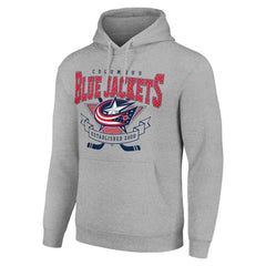 Columbus Blue Jackets Starter Team Logo Graphic Fleece Tri-Blend Pullover Hoodie - Heather Gray | US 201591957