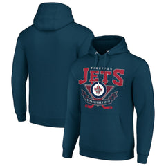 Winnipeg Jets Starter Team Logo Graphic Fleece Tri-Blend Pullover Hoodie - Navy | US 201591974