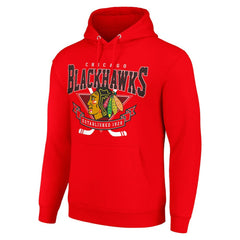 Chicago Blackhawks Starter Team Logo Graphic Fleece Tri-Blend Pullover Hoodie - Red | US 201591979