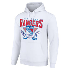 New York Rangers Starter Team Logo Graphic Fleece Tri-Blend Pullover Hoodie - White | US 201591985