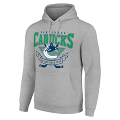 Vancouver Canucks Starter Team Logo Graphic Fleece Tri-Blend Pullover Hoodie - Heather Gray | US 201591986