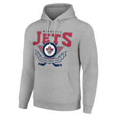 Winnipeg Jets Starter Team Logo Graphic Fleece Tri-Blend Pullover Hoodie - Heather Gray | US 201592002