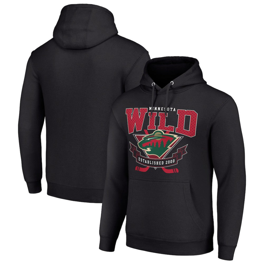 Minnesota Wild Starter Team Logo Graphic Fleece Tri-Blend Pullover Hoodie - Black | US 201592004