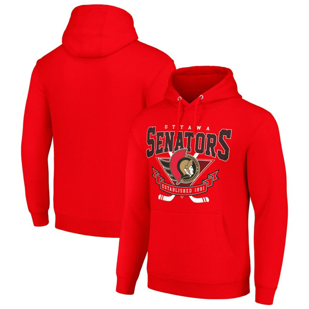Ottawa Senators Starter Team Logo Graphic Fleece Tri-Blend Pullover Hoodie - Red | US 201592008
