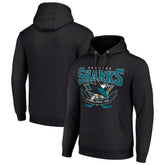 San Jose Sharks Starter Team Logo Graphic Fleece Tri-Blend Pullover Hoodie - Black | US 201592015