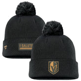 Vegas Golden Knights Fanatics Military Appreciation Cuffed Knit Hat with Pom - Black | US 201598366