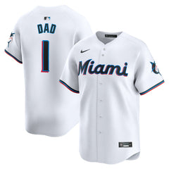 Miami Marlins Nike #1 Dad Home Limited Jersey - White Jerseys