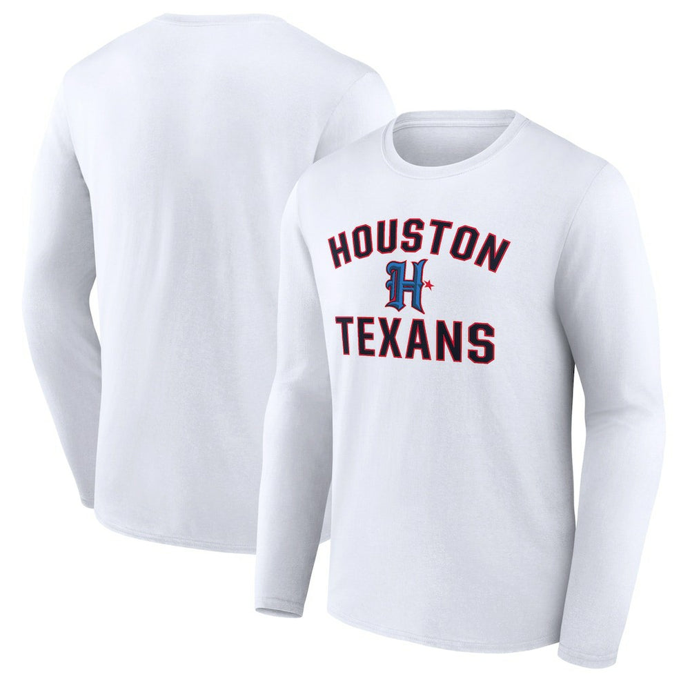 Houston Texans Secondary Logo Victory Arch Long Sleeve T-Shirt - White T-shirts