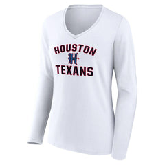 Houston Texans Women's Secondary Logo Victory Arch Long Sleeve V-Neck T-Shirt - White T-shirts
