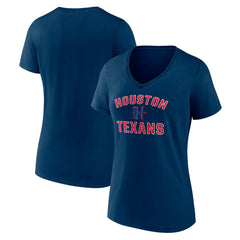 Houston Texans Women's Secondary Logo Victory Arch V-Neck T-Shirt - Navy T-shirts