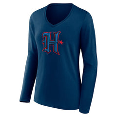 Houston Texans Women's Secondary Logo Long Sleeve V-Neck T-Shirt - Navy T-shirts