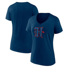 Houston Texans Women's Secondary Logo V-Neck T-Shirt - Navy T-shirts