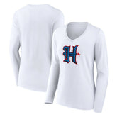 Houston Texans Women's Secondary Logo Long Sleeve V-Neck T-Shirt - White T-shirts