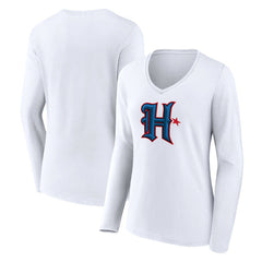 Houston Texans Women's Secondary Logo Long Sleeve V-Neck T-Shirt - White T-shirts