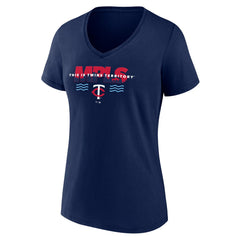 Minnesota Twins Women's Territory V-Neck T-Shirt - Navy T-shirts