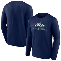 Seattle Mariners Mountains Long Sleeve T-Shirt - Navy T-shirts