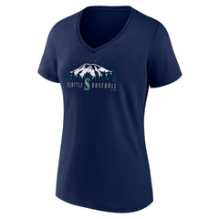 Seattle Mariners Women's Mountains V-Neck T-Shirt - Navy T-shirts