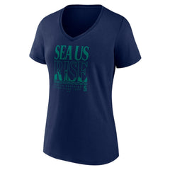 Seattle Mariners Women's Sea Us Rise V-Neck T-Shirt - Navy T-shirts