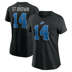 Amon-Ra St. Brown Detroit Lions Women's Player Name & Number T-Shirt - Black T-shirts
