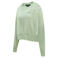 Carolina Panthers Pro Standard Women's Oversized Cropped Neutral Pullover Sweatshirt - Light Green Pullover