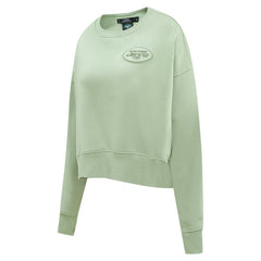New York Jets Pro Standard Women's Oversized Cropped Neutral Pullover Sweatshirt - Light Green Pullover