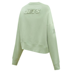 New York Jets Pro Standard Women's Oversized Cropped Neutral Pullover Sweatshirt - Light Green Pullover
