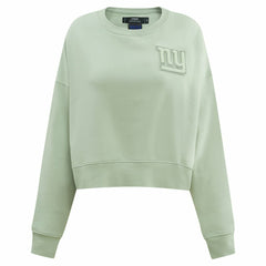 New York Giants Pro Standard Women's Oversized Cropped Neutral Pullover Sweatshirt - Light Green Pullover