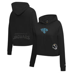 Jacksonville Jaguars Pro Standard Women's Jeweled Cropped Pullover Hoodie - Black Hoodies