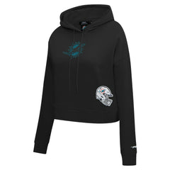 Miami Dolphins Pro Standard Women's Jeweled Cropped Pullover Hoodie - Black Hoodies
