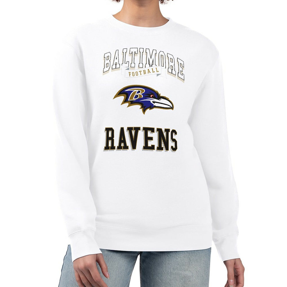 Baltimore Ravens G-III 4Her by Carl Banks Women's Team Logo Graphic Tri-Blend Pullover Sweatshirt - White Pullover