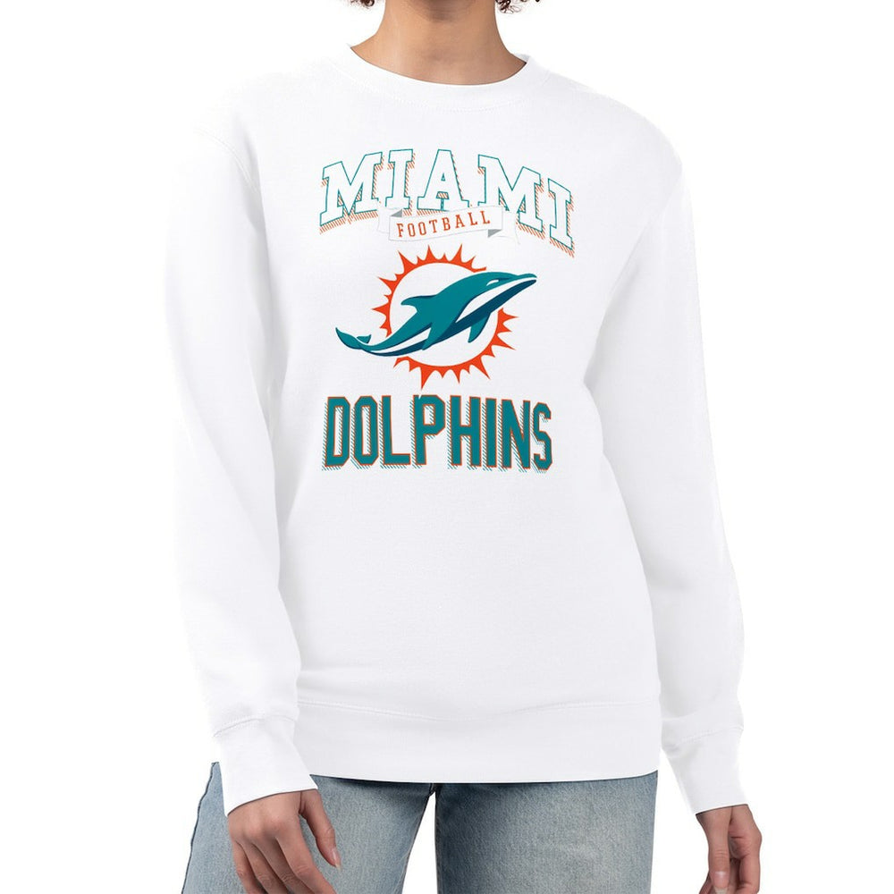 Miami Dolphins G-III 4Her by Carl Banks Women's Team Logo Graphic Tri-Blend Pullover Sweatshirt - White Pullover