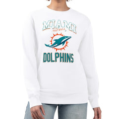 Miami Dolphins G-III 4Her by Carl Banks Women's Team Logo Graphic Tri-Blend Pullover Sweatshirt - White Pullover