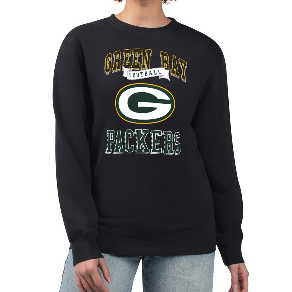 Green Bay Packers G-III 4Her by Carl Banks Women's Team Logo Graphic Tri-Blend Pullover Sweatshirt - Black Pullover