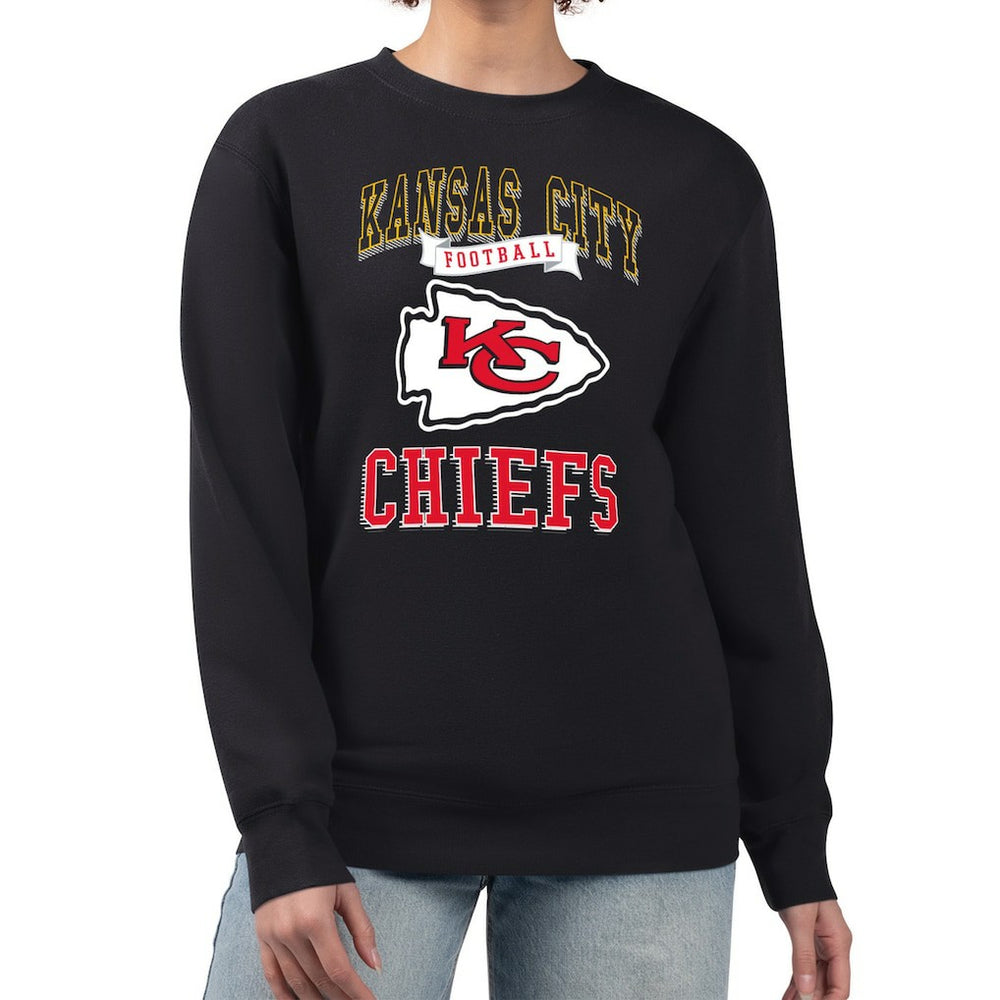 Kansas City Chiefs G-III 4Her by Carl Banks Women's Team Logo Graphic Tri-Blend Pullover Sweatshirt - Black Pullover