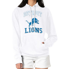 Detroit Lions G-III 4Her by Carl Banks Women's Team Logo Graphic Fleece Tri-Blend Pullover Hoodie - White Hoodies