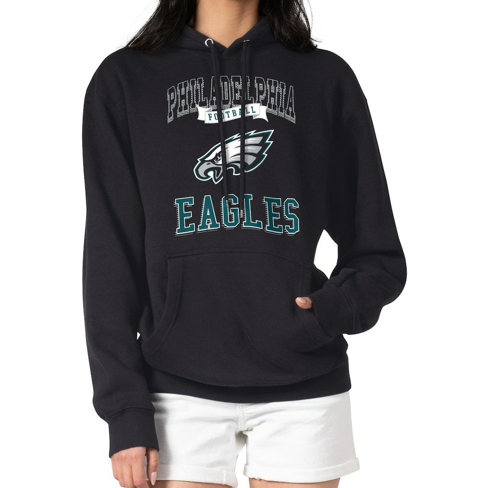 Philadelphia Eagles G-III 4Her by Carl Banks Women's Team Logo Graphic Fleece Tri-Blend Pullover Hoodie - Black Hoodies