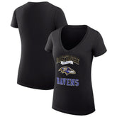 Baltimore Ravens G-III 4Her by Carl Banks Women's Super-Slim Fit Lightweight Team Logo Graphic V-Neck T-Shirt - Black T-shirts